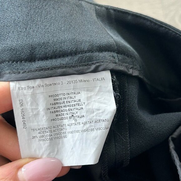 ETRO 2022 Satin Flared Black Wide-Leg Black Viscose Elegant Trouser Pants - Picture 10 of 15